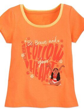 Disney Orange Short Sleeve "Be Brave" Heart Graphic Tee